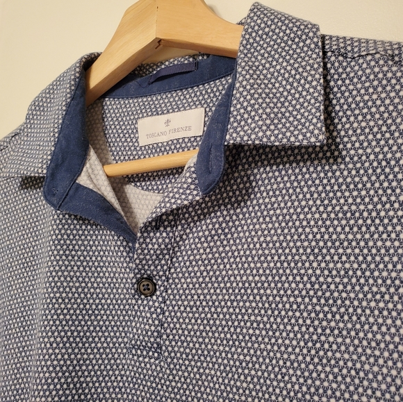 Geometric Cotton Polo Shirt US Small - Toscana Firenze - Picture 3 of 10